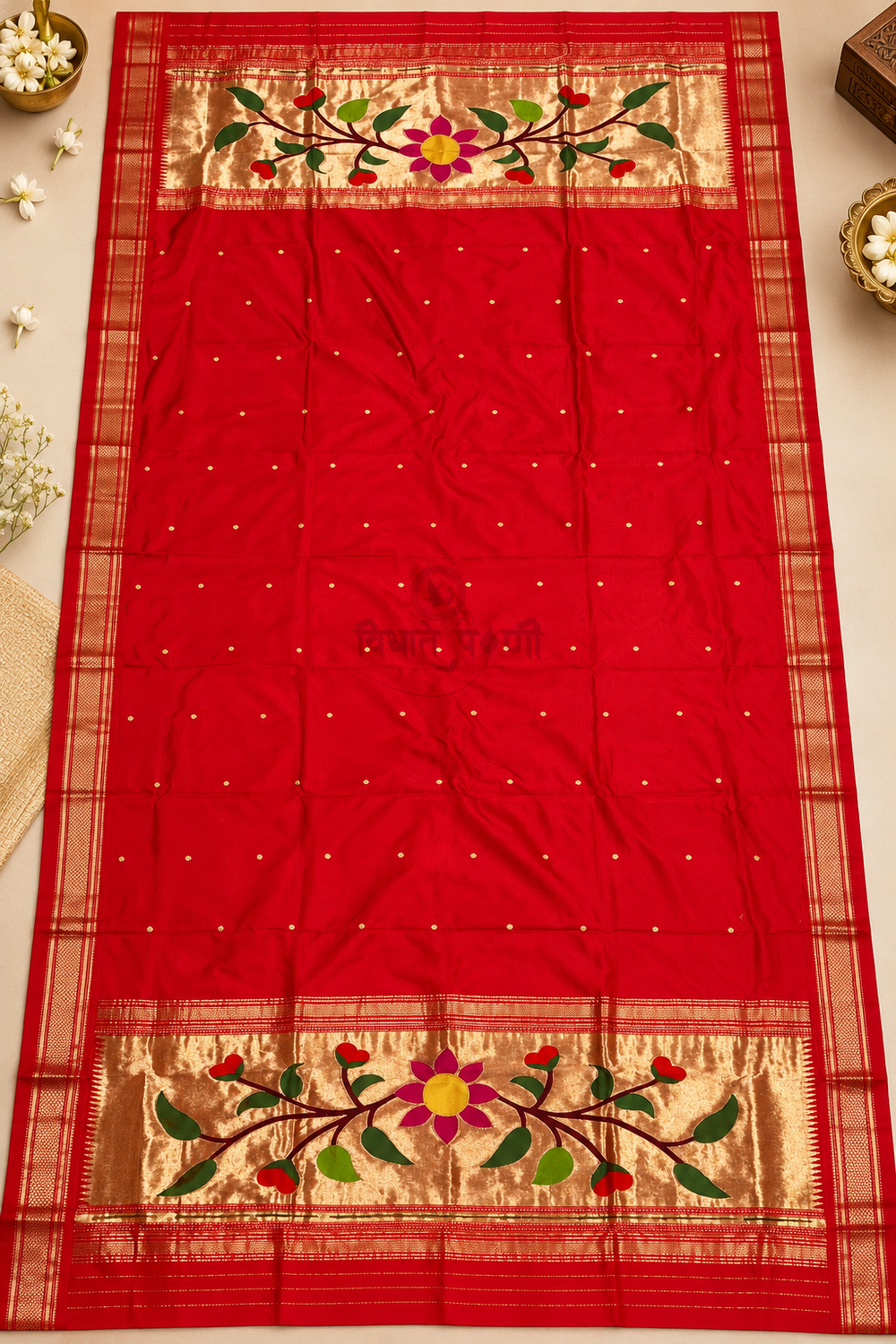Handloom Pure Silk Paithani Dupatta - RED