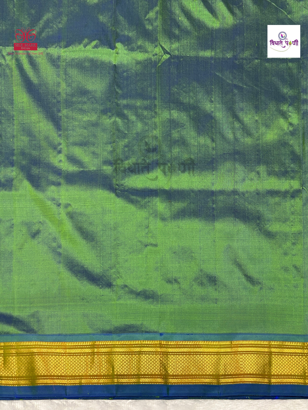 Handloom Pure Silk Double Pallu Paithani Saree - SeaGreen