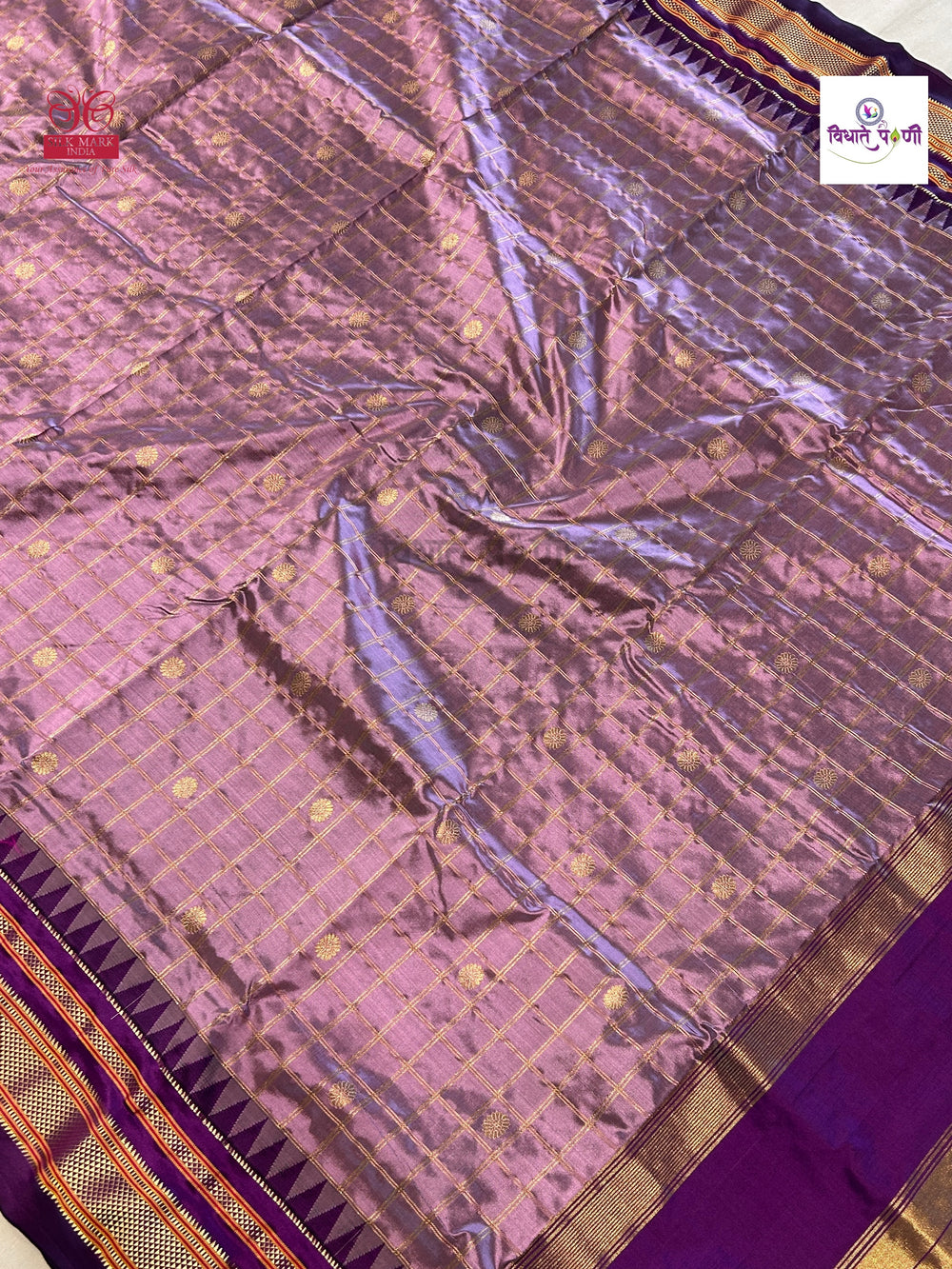 Traditional Irkal Pure Silk Checks Saree- Onion Pink