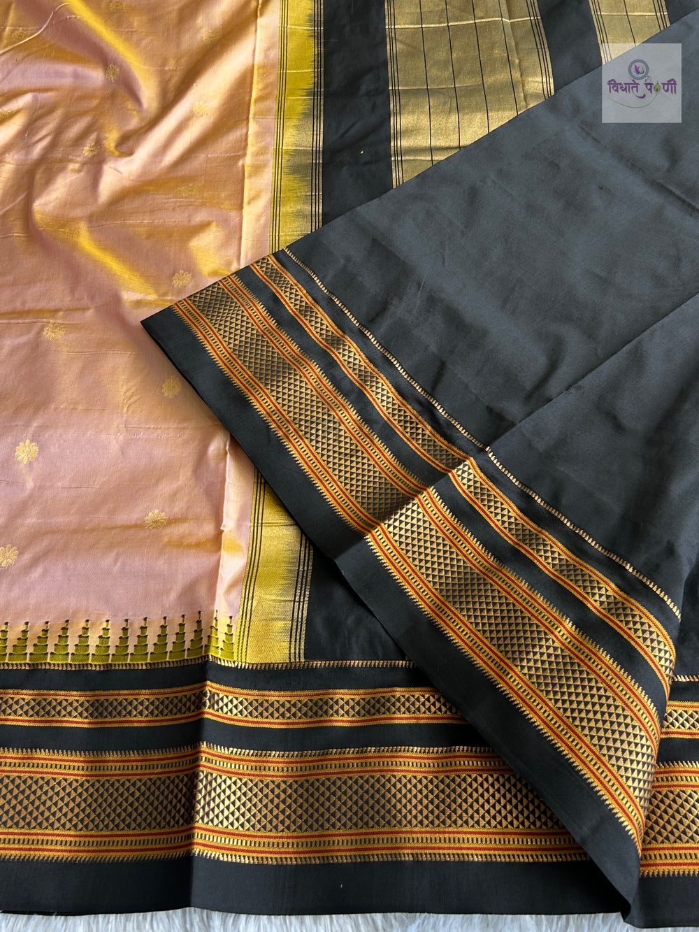 Traditional Pure Silk Irkal Butta Sarees - Two Tone Beige