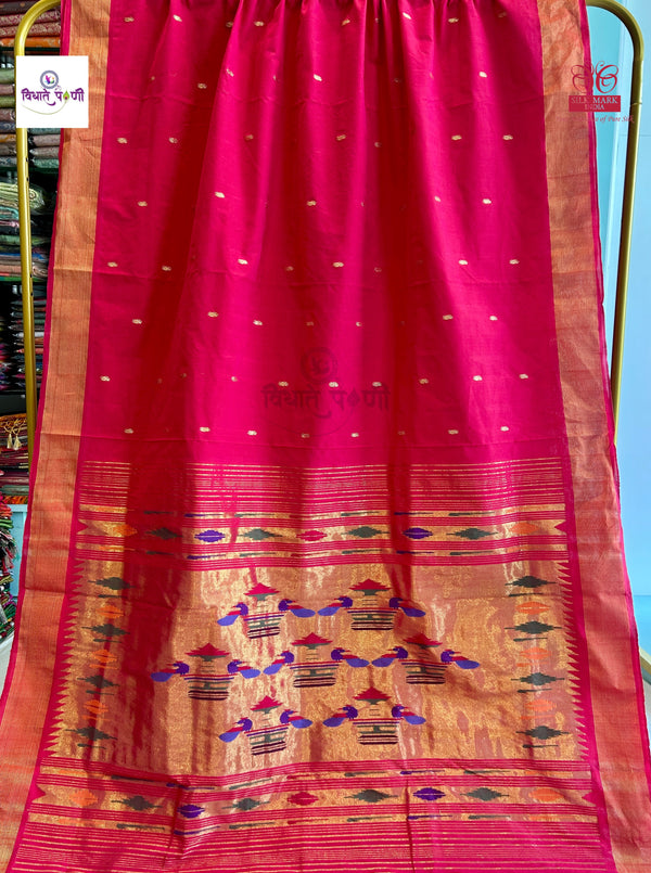 Handloom Pure Cotton Paithani Saree- Double Pallu