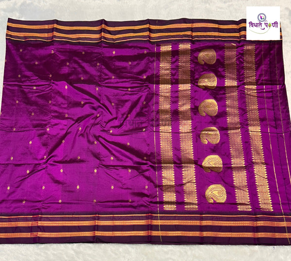 Narayanpeth Single Ply Pure Silk Saree - Magenta