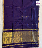 Handloom Pure Silk by Cotton Maheshwari Sarees- Stripes — full saree draped and laid flat — Vidhate Paithani, Yeola