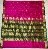 Jijamata Single Ply Pure Silk Saree - Hot Pink