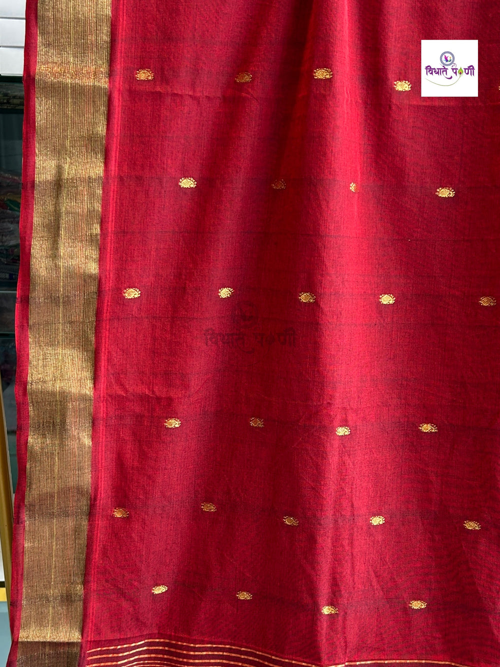 Handloom Pure Cotton Paithani Saree- Double Pallu- Maroon
