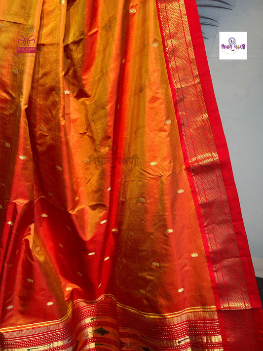 Handloom Pure Silk Double Pallu Paithani Saree