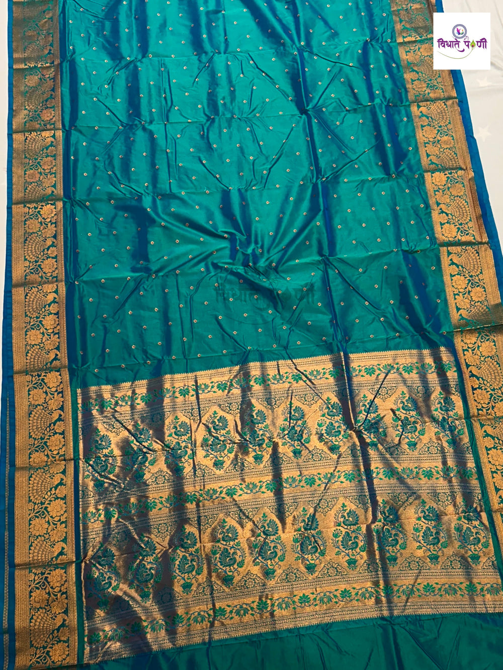 Kalanjali Soft Silk Paithani Saree - Sea Green