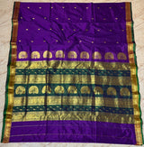 Jijamata Single Ply Pure Silk Saree - Purple