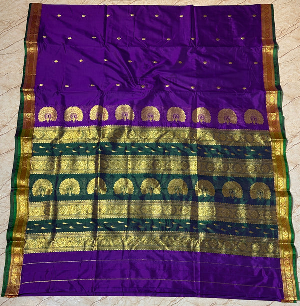 Jijamata Single Ply Pure Silk Saree - Purple