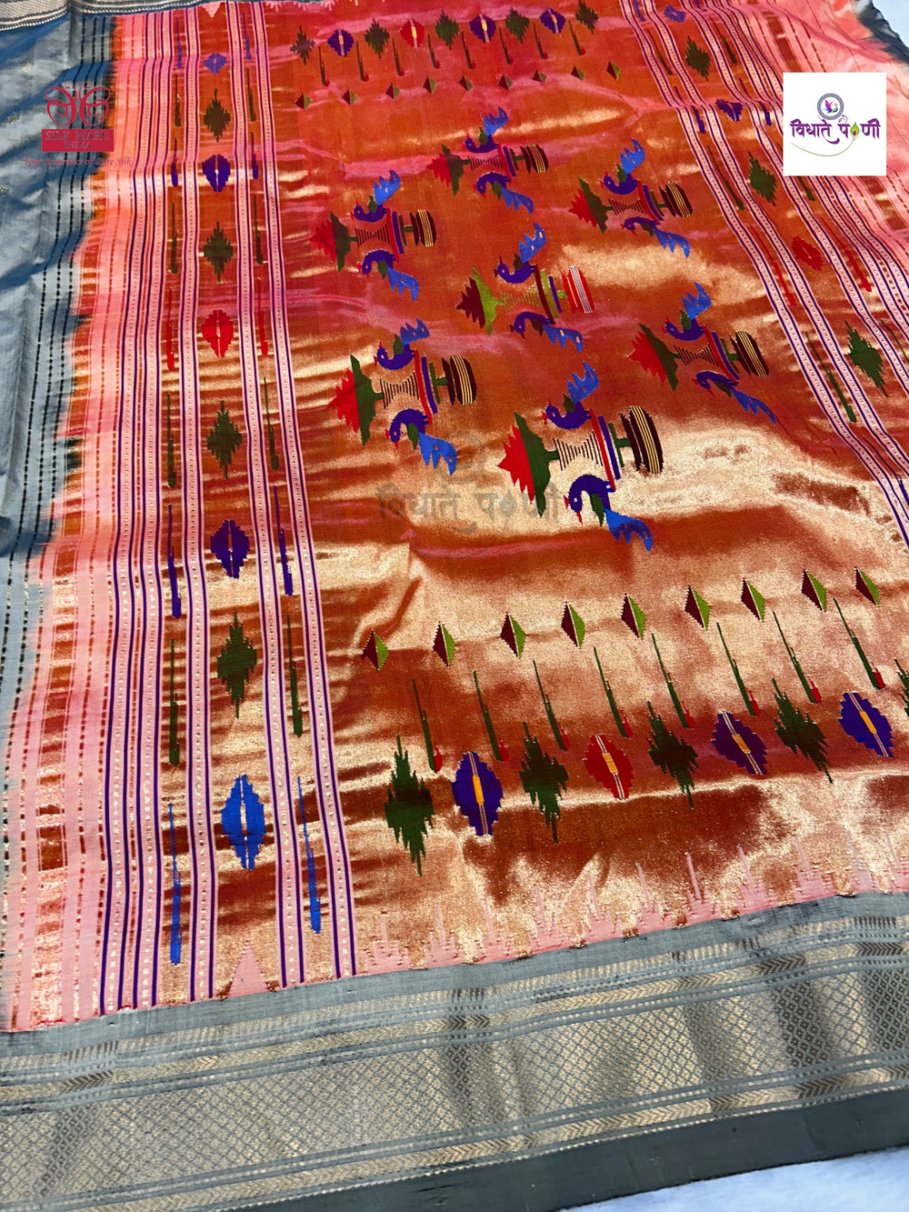 Handloom Pure Silk Double Pallu Paithani Saree
