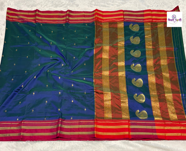 Narayanpeth Single Ply Pure Silk Saree - Morpankhi