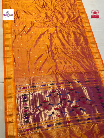 Handloom Pure Silk Double Pallu Paithani Saree