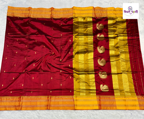 Narayanpeth Single Ply Pure Silk Saree - Maroon