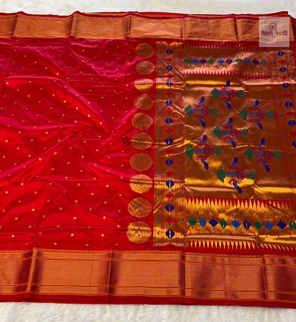 Kalanjali Soft Silk Paithani Saree - Red