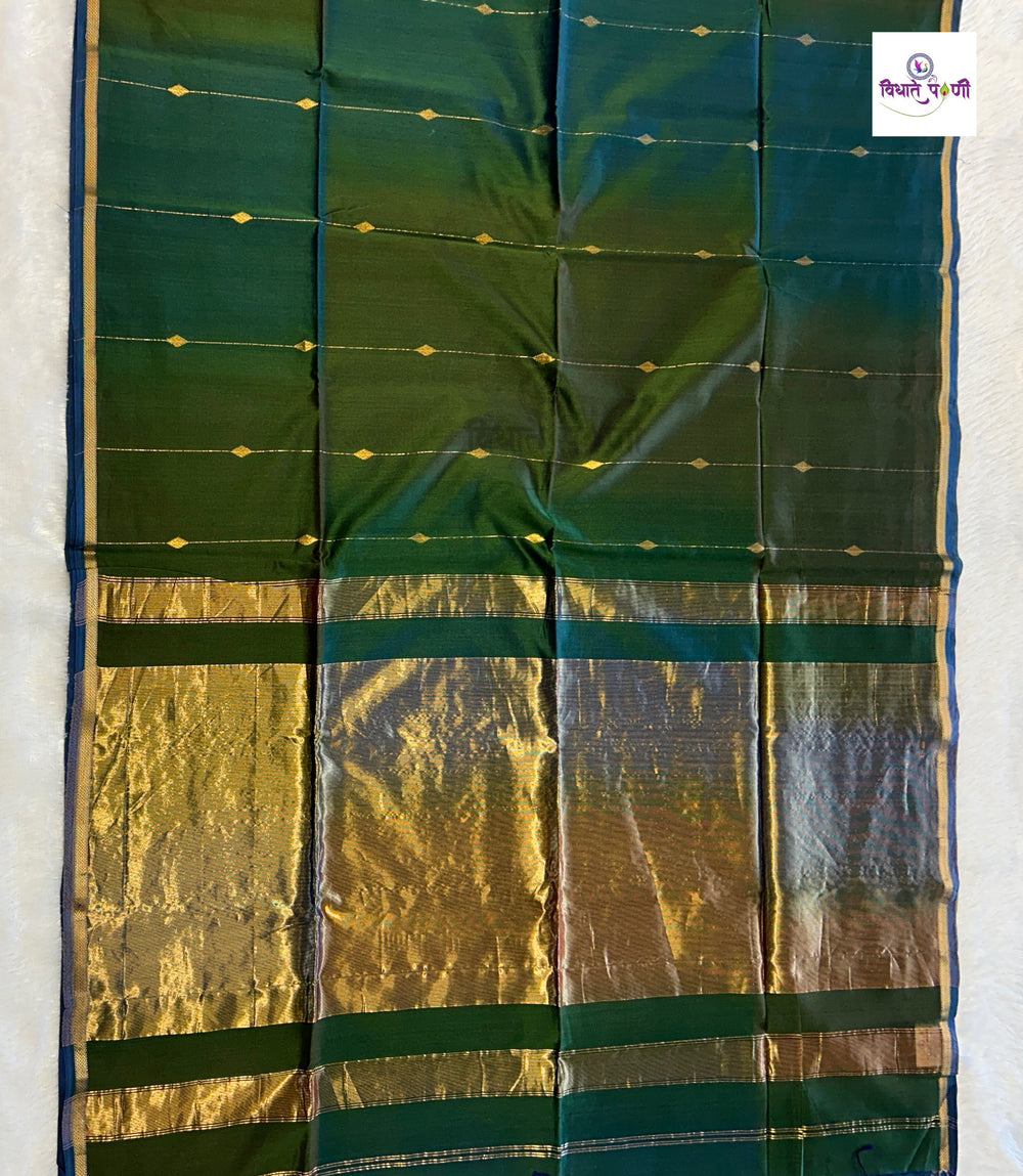 Handloom Pure Silk by Cotton Maheshwari Sarees- Stripes