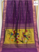 Handloom Pure Cotton Paithani Saree- Parrot Pallu
