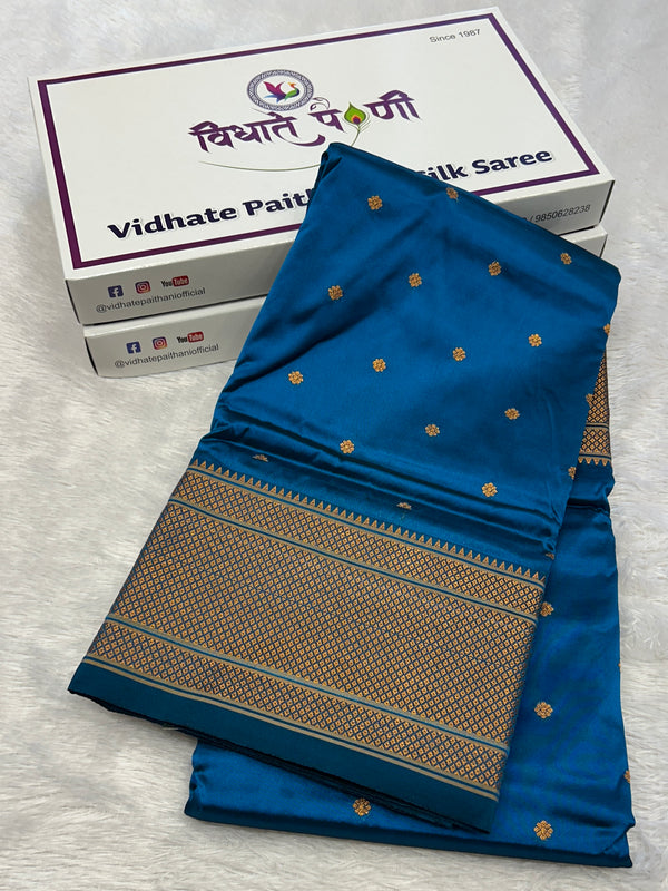 Kalanjali Soft Silk Paithani Saree - Sulphate Blue