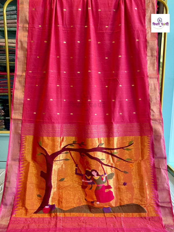 Handloom Pure Cotton Paithani Saree- Radha Krishna