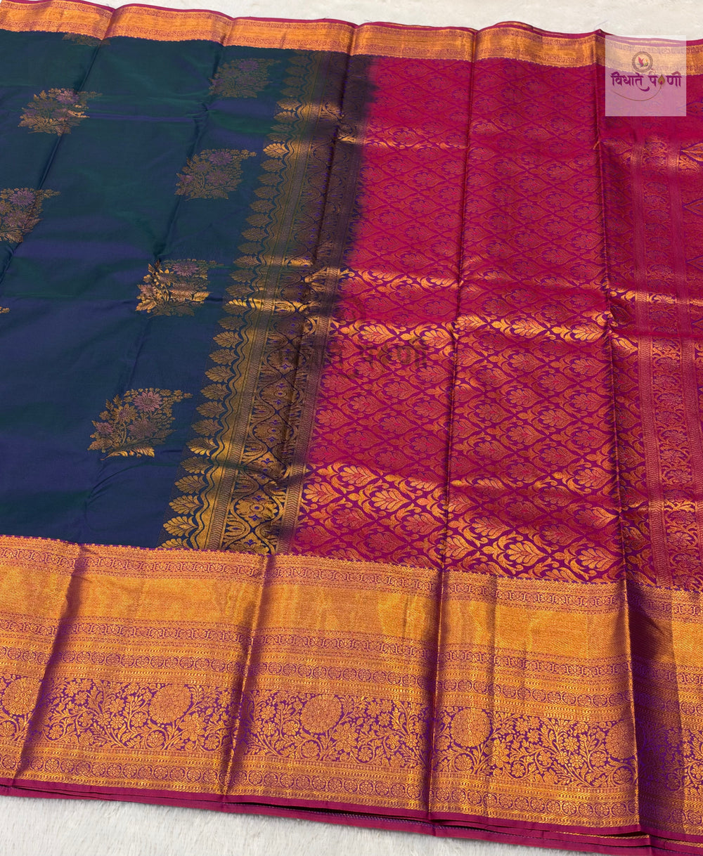 Gadhwal Semi Silk Saree — close detail of the weave — Vidhate Paithani