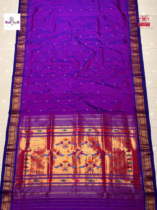 Handloom Pure Silk Double Pallu Paithani Saree