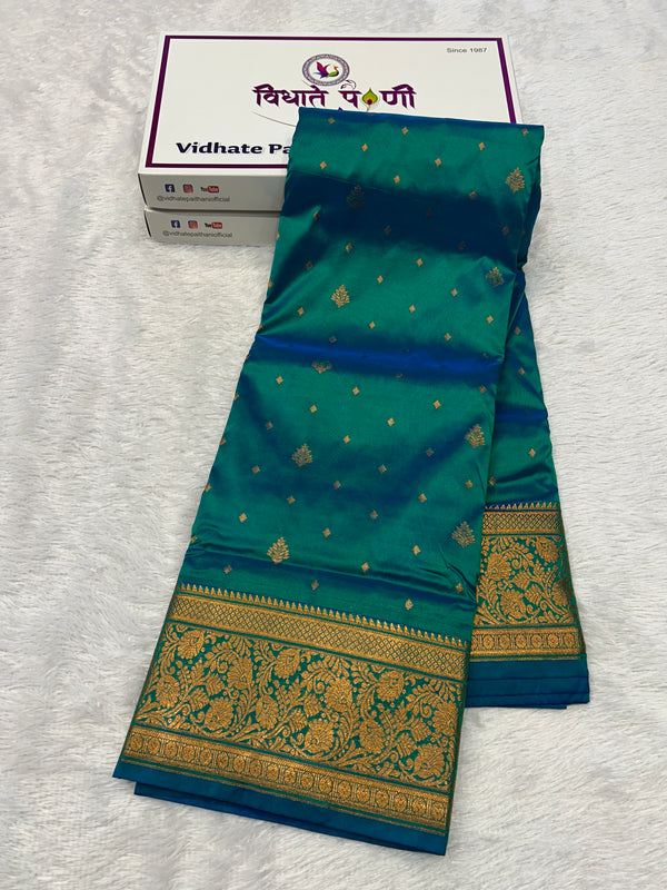 Kalanjali Soft Silk Paithani Saree - Sea Green