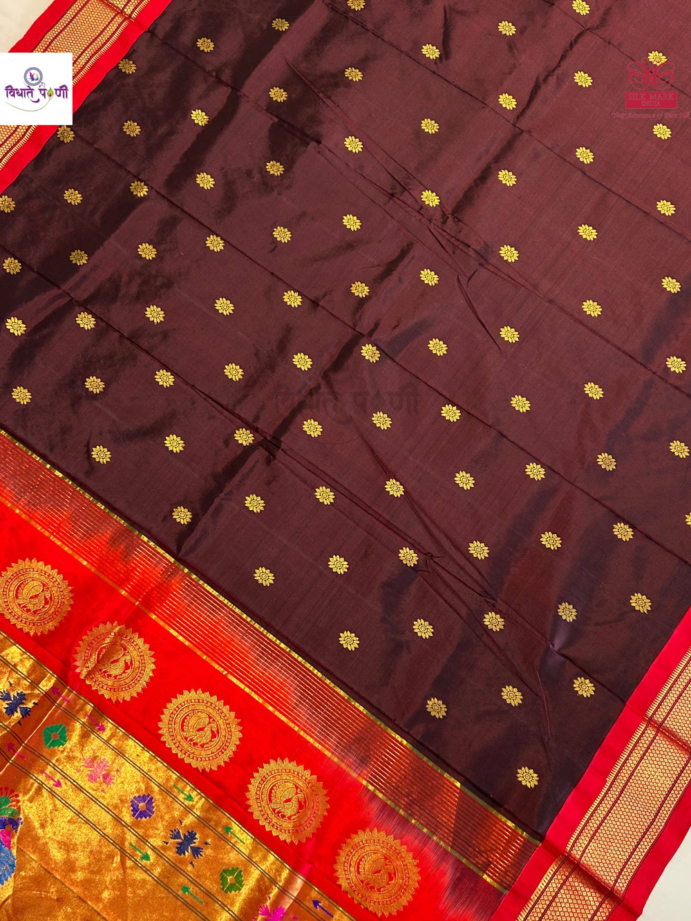 Handloom Pure Silk Maharani Paithani Saree- Brown