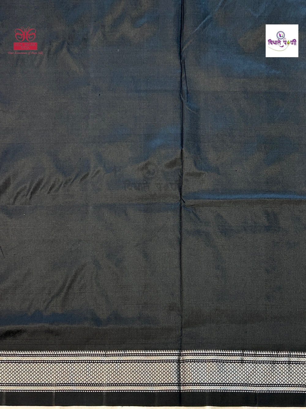 Handloom Pure Silk Silver Zari Paithani - Designer Pallu - Black