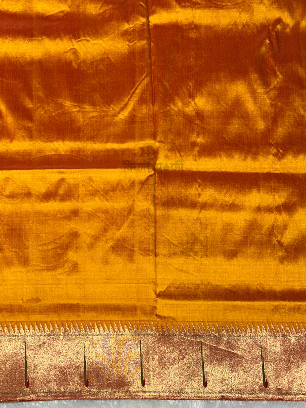 Handloom Pure Silk Single Munia Paithani Saree - Mango
