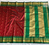 Traditional Pure Silk Irkal Butta Sarees- Temple Border - Maroon