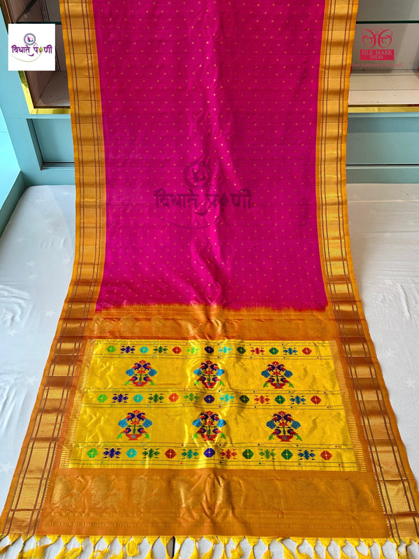 Handloom Pure Silk Kalanjali Paithani Saree- Pink
