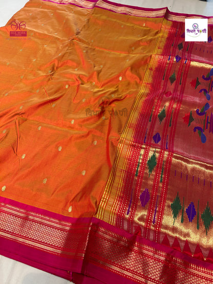 Handloom Pure Silk Double Pallu Paithani Saree
