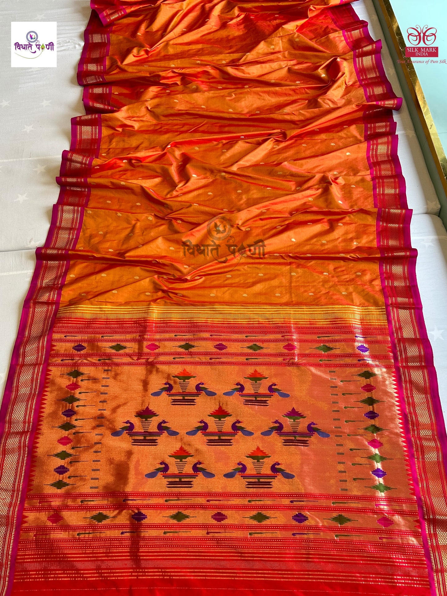 Handloom Pure Silk Double Pallu Paithani Saree