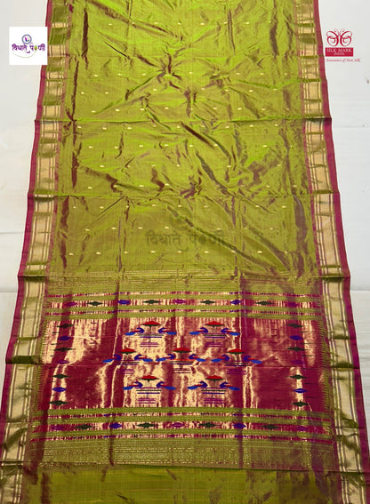 Handloom Pure Silk Double Pallu Paithani Saree