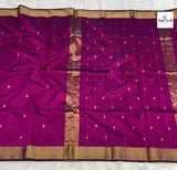 Handloom Pure Silk by Cotton Maheshwari Sarees — full saree draped and laid flat — Vidhate Paithani, Yeola