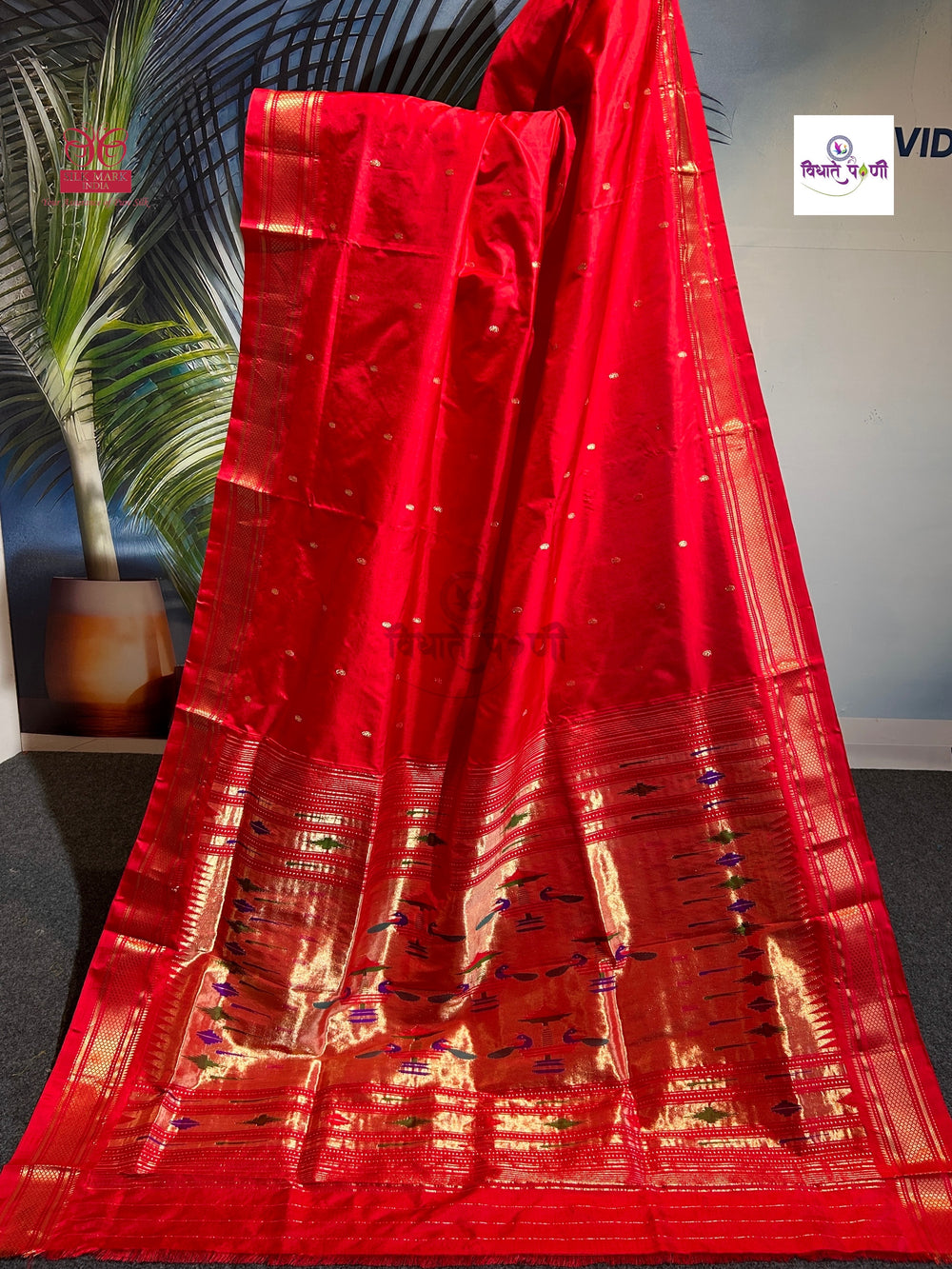 Handloom Pure Silk Double Pallu Paithani Saree - Red
