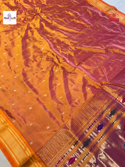 Handloom Pure Silk Double Pallu Paithani Saree