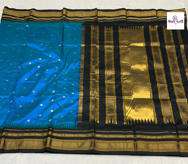 Traditional Pure Silk Irkal Butta Sarees - Teal Blue