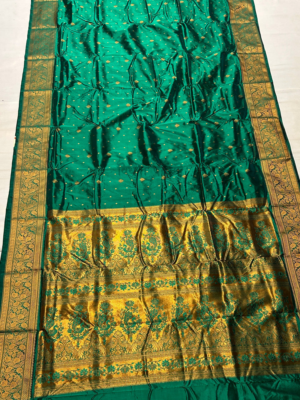 Kalanjali Soft Silk Paithani Saree - Bottle Green