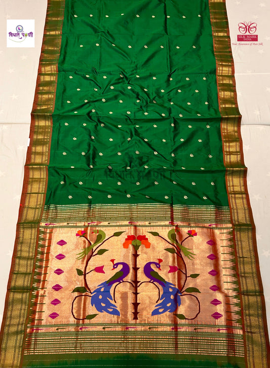 Handloom Pure Silk Chandrakor Butta Paithani Saree