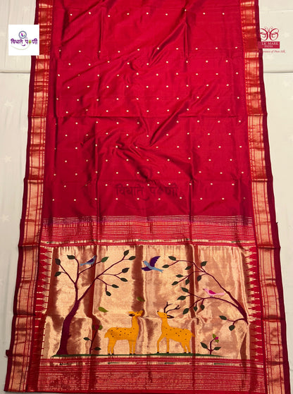 Handloom Pure Silk Paithani Saree- Designer Pallu