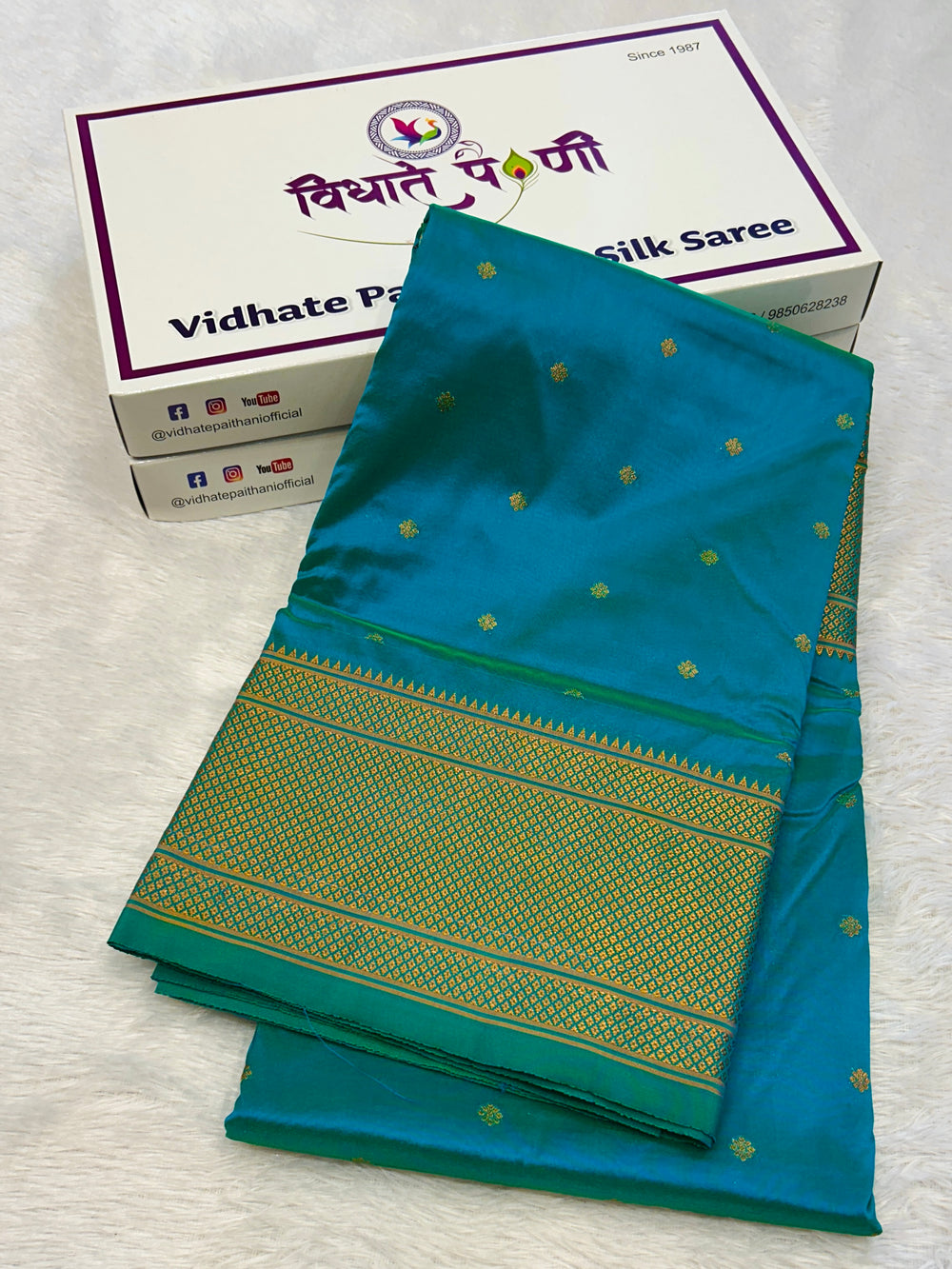 Kalanjali Soft Silk Paithani Saree - Turquoise