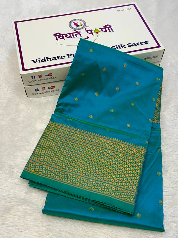 Kalanjali Soft Silk Paithani Saree - Turquoise
