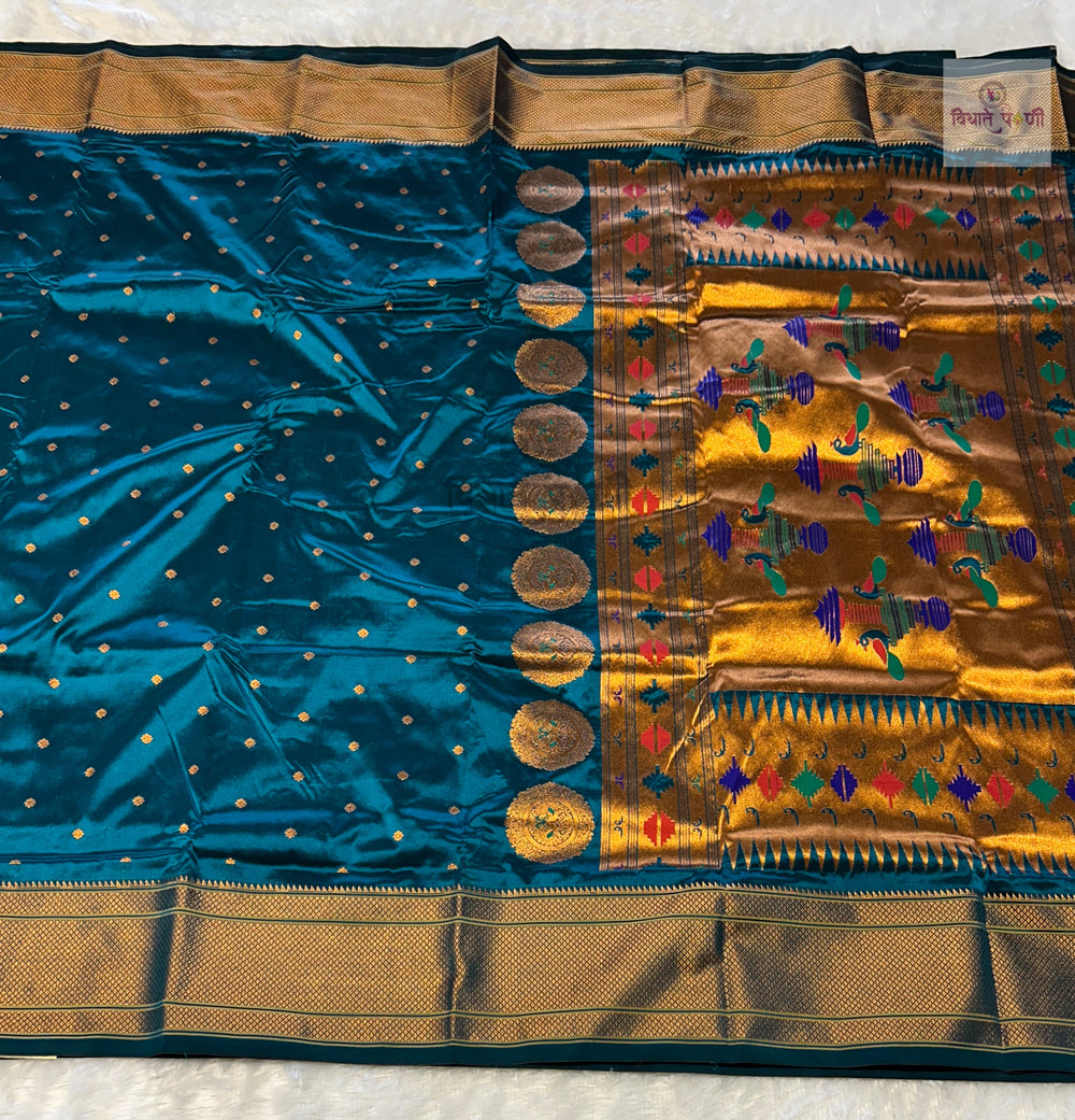 Kalanjali Soft Silk Paithani Saree - Deep Sulphate