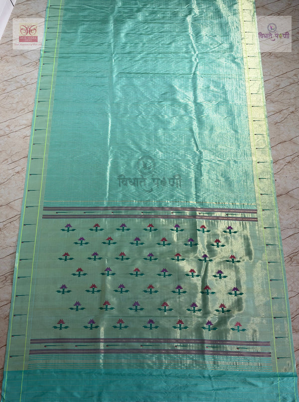 Handloom Pure Silk Single Munia Paithani Saree - Asawali Pallu
