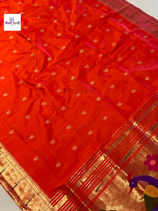 Handloom Pure Silk Single Munia Border Paithani Saree