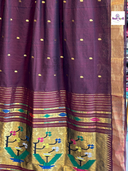 Handloom Pure Cotton Paithani Saree- Asawali Pallu