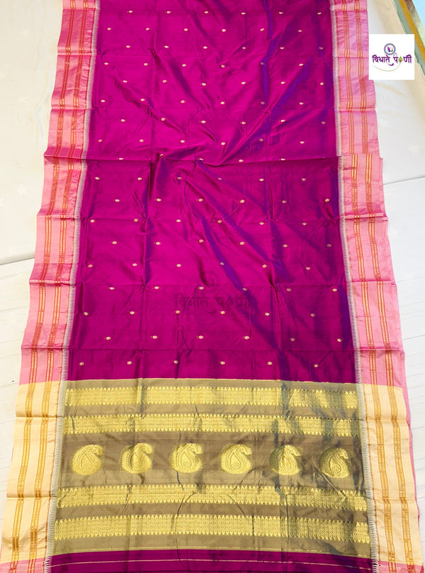 Narayanpeth Single Ply Pure Silk Saree - Magenta