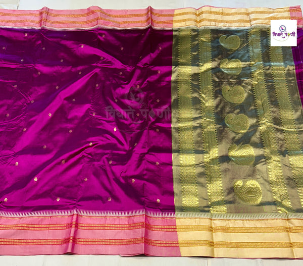 Narayanpeth Single Ply Pure Silk Saree - Magenta