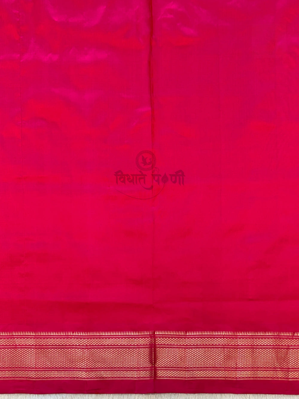 Handloom Pure Silk Paithani Saree - Designer Pallu -Radha Krishna — body weave and butti detail — Vidhate Paithani, Yeola