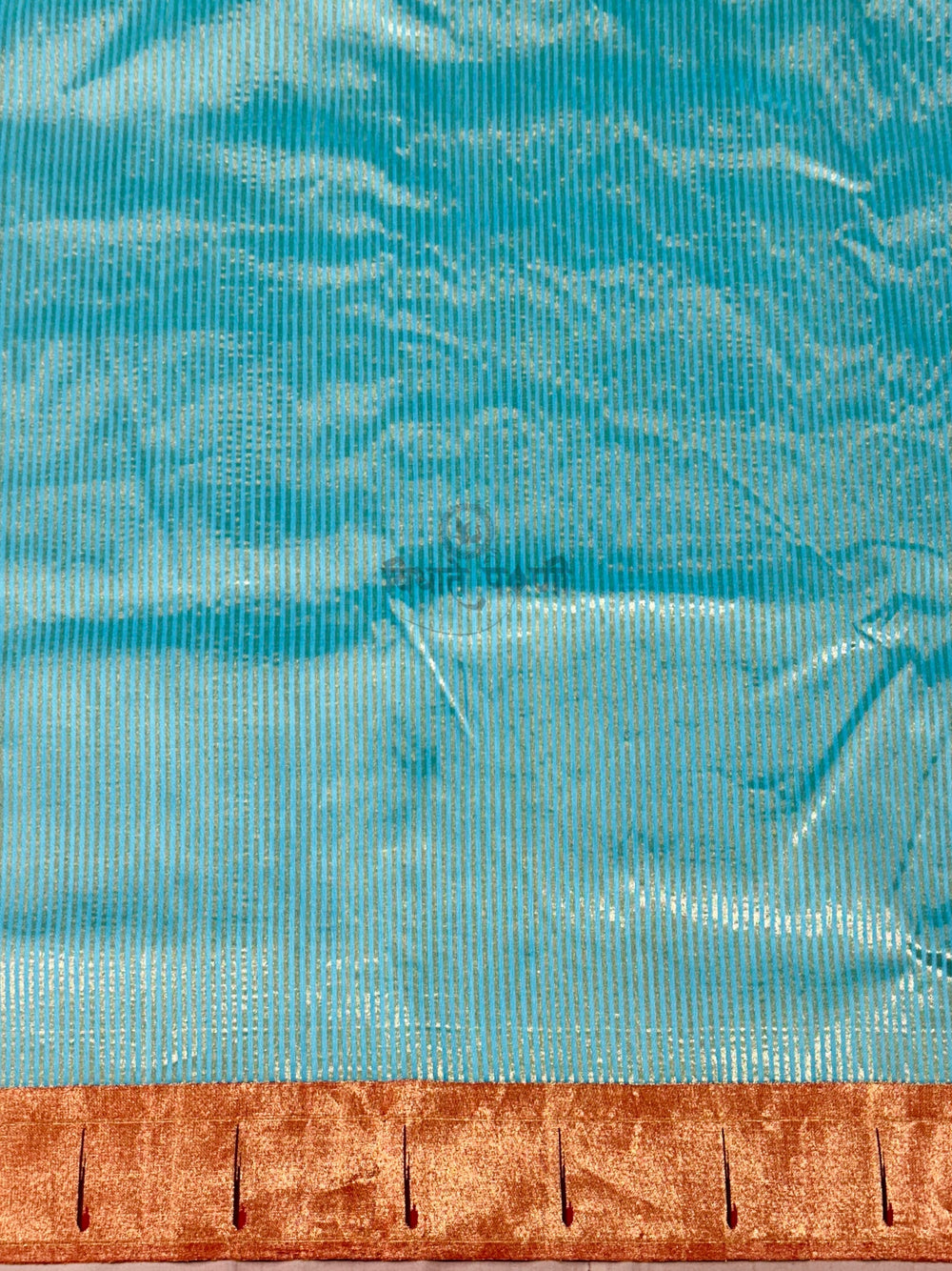 Handloom Pure Silk Single Munia Paithani Saree - Stripes - Aqua